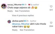 Screenshot of Suryakumar and Axar's comments. (Image Credit: Instagram)